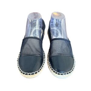 Circus by Sam Edelman Womens Black Mesh Espadrille Flats Cap Toe Slip Ons Size 8